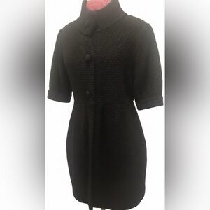 Apt. 9 Y2K snap up short sleeve sweater jacket Black Subtle silver threads Large